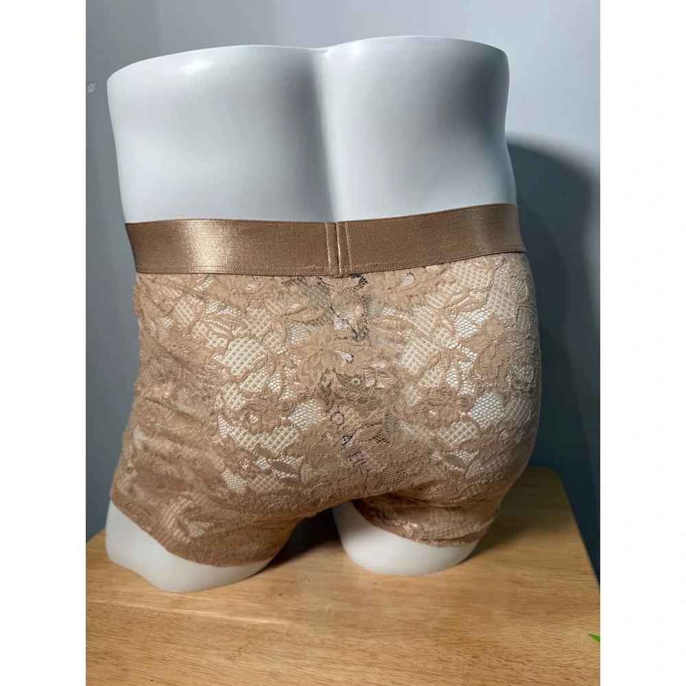 Cosabella Never Say Never Lace Trunk Shorts‎ Nude Beige Size L NEW